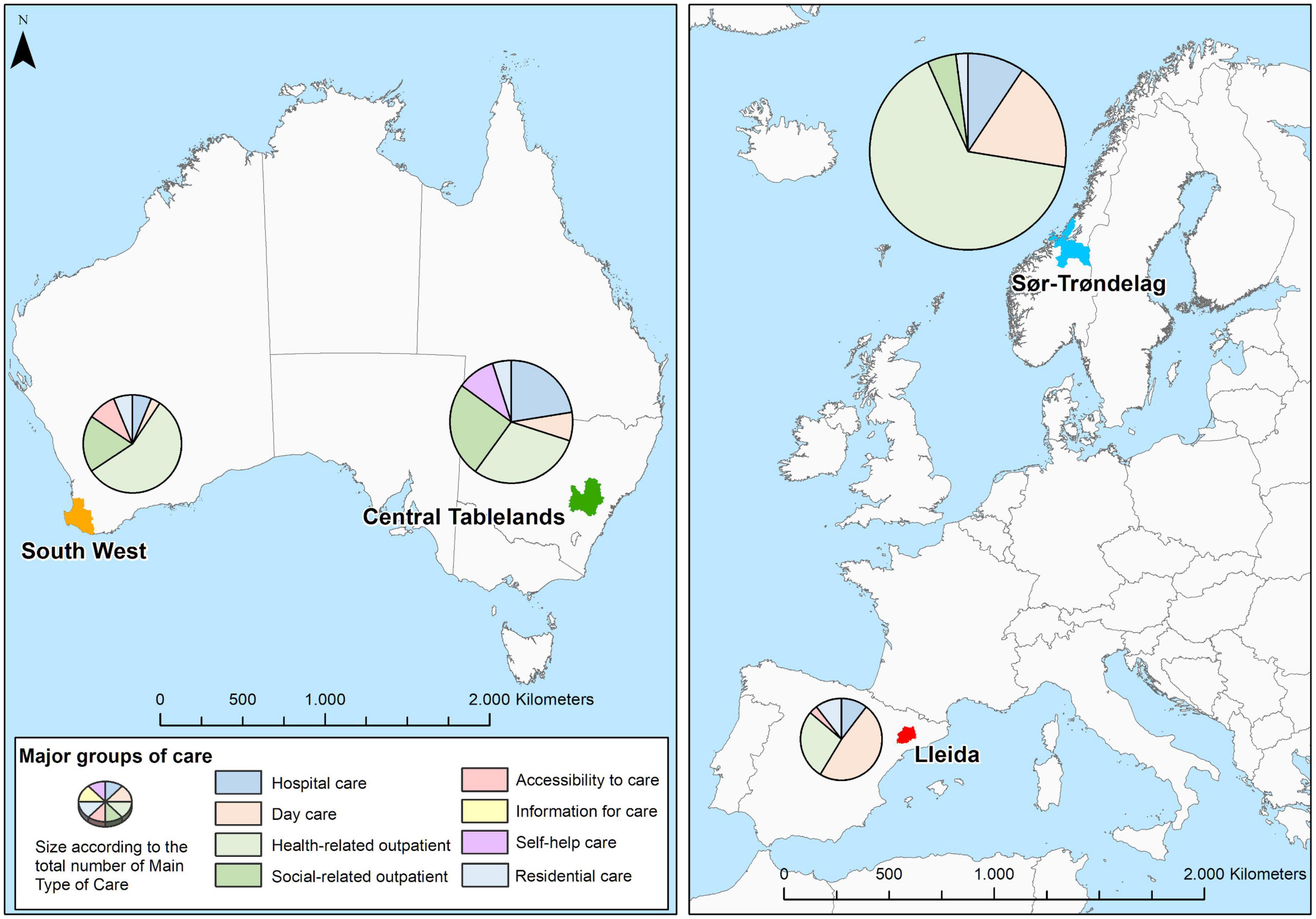 Patterns of mental healthcare provision in rural areas: A demonstration study in Australia and Europe